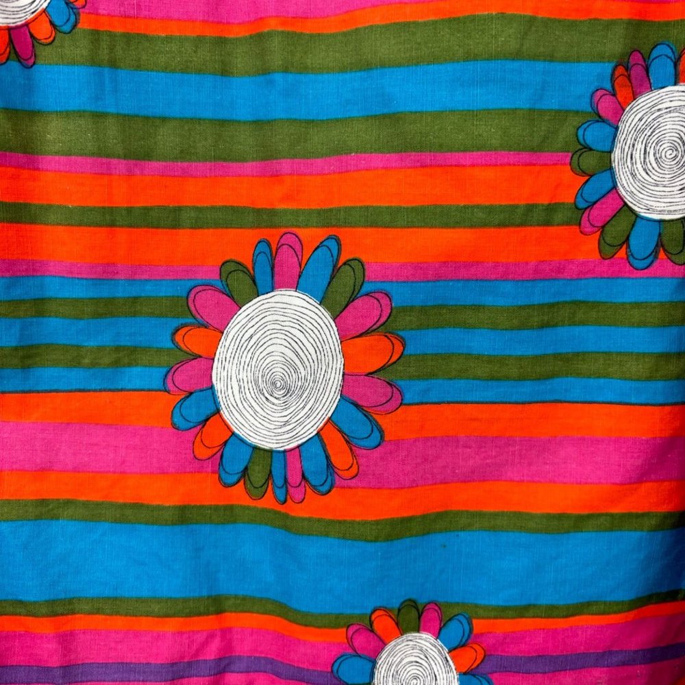 Vintage 60s Striped Romper Women's 1X Colorful Sleeveless Floral Zip Up Playsuit - Picture 5 of 11